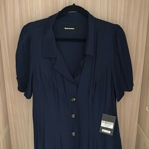 Reformation Clarice dress Navy 10 $198 nwt collar